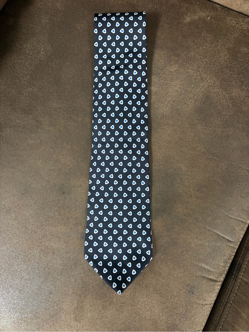 Classic Black Tie with White Triangle Pattern - Men Accessories